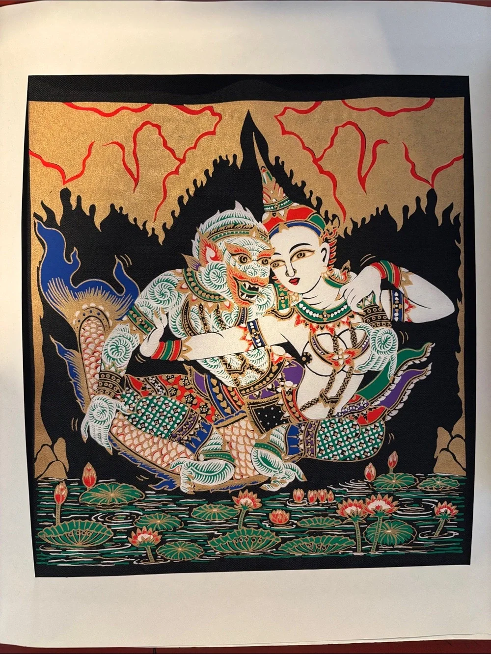 Traditional Cambodian/Asian Mythology Wall Art Cloth Prints, Set of 6